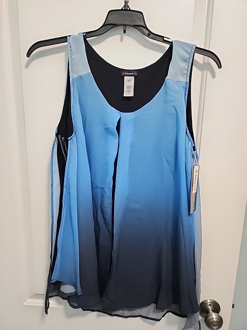 Cocomo Blue Ombre Sleeveless Chiffon Blouse Sz XL